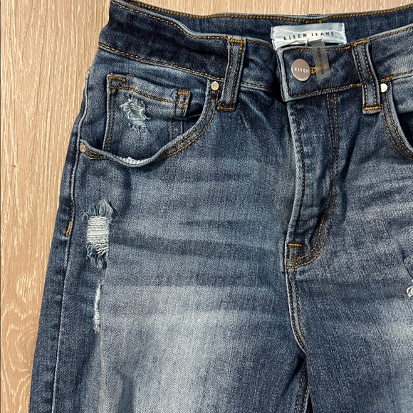 Risen Jeans High Waisted Straight Leg Ankle Jeans - Picture 3 of 7